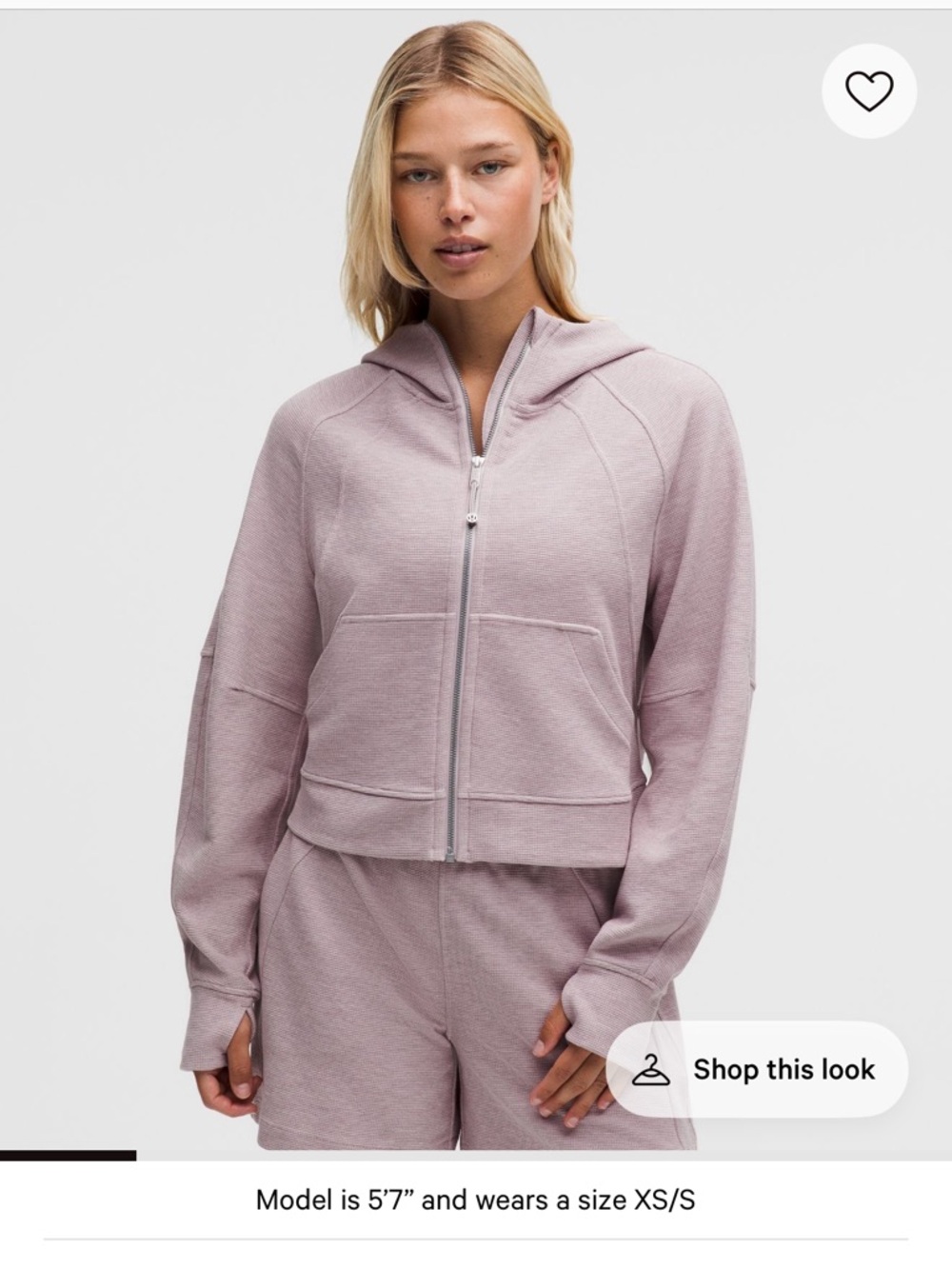 NEW luluemon Cropped Zip-Front Hoodie in Blush Pink